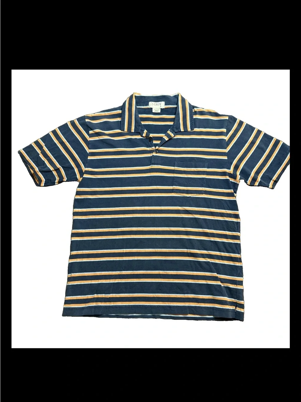 Vintage J. Crew Navy and Orange Striped Polo 313CL